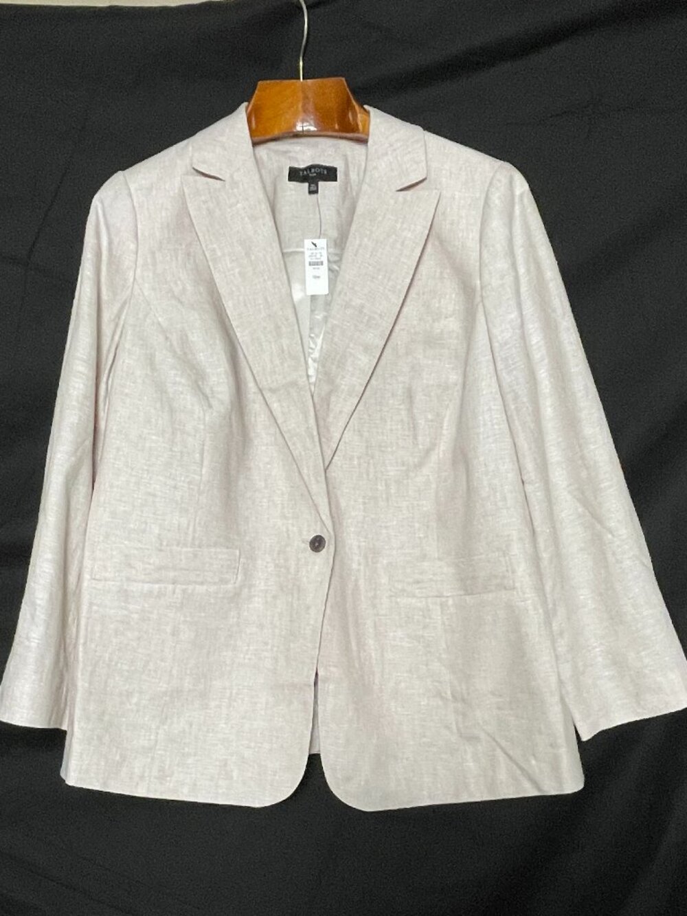 NWT Talbots Plus Size 18W Flax Oatmeal 100% Linen Single Button Classic Blazer